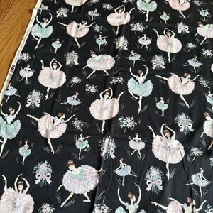 BALLET BALLERINA 3162 QUILTING FABRIC BLACK HANCOCK COTTON SEWING 26.5 X 43"